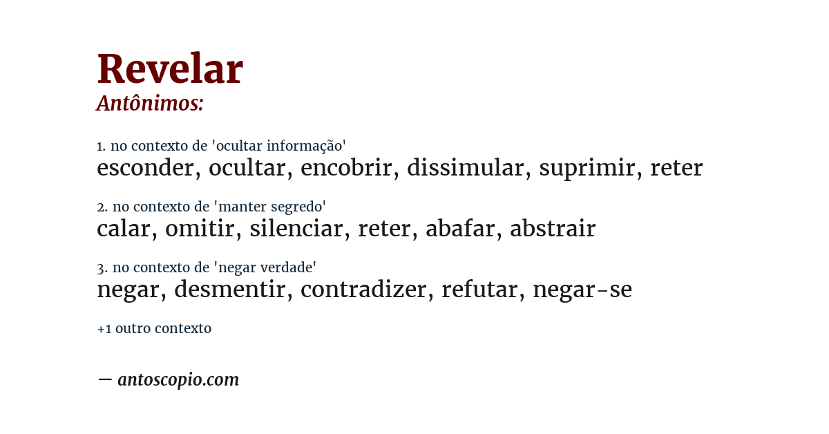 Antônimo de revelar