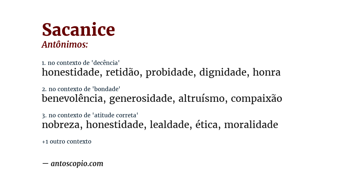 Antônimo de sacanice