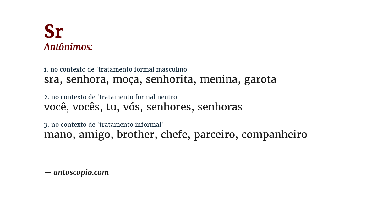 Antônimo de sr