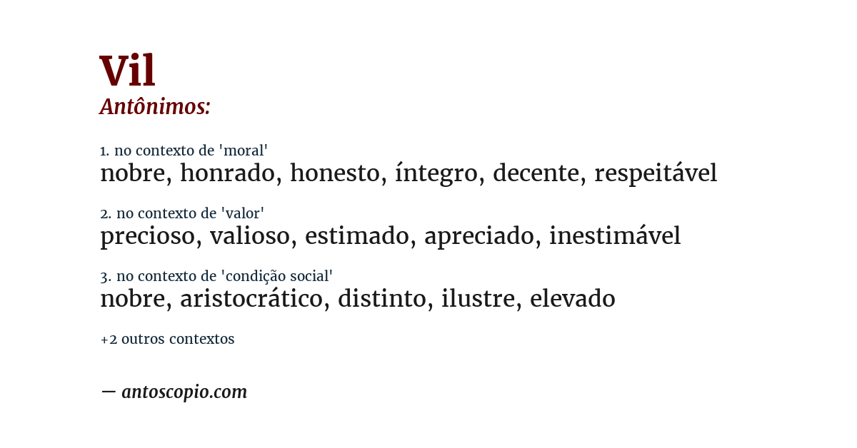 Antônimo de vil