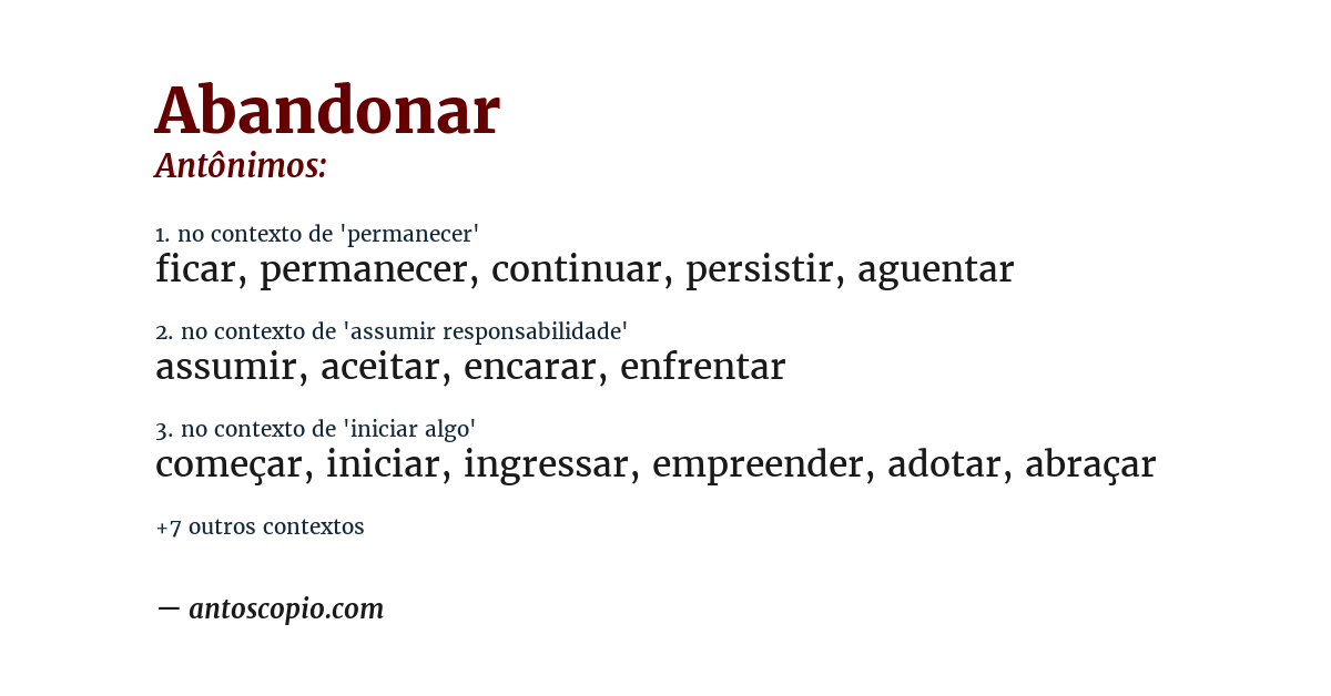 Antônimo de abandonar