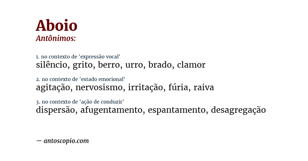 Antônimo de aboio