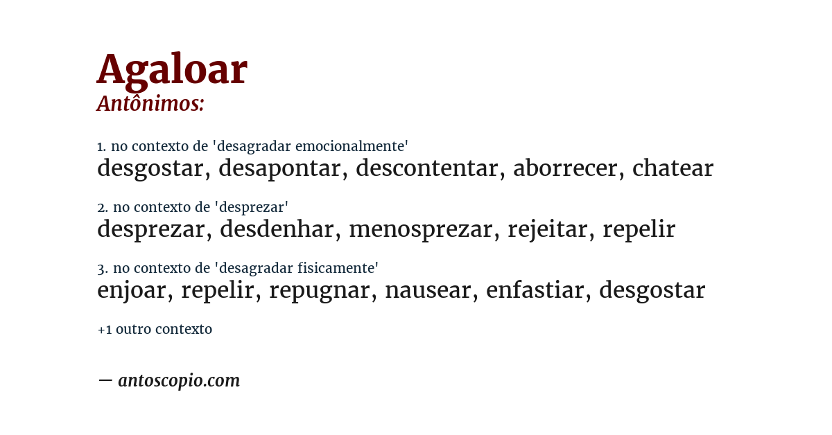 Antônimo de agaloar