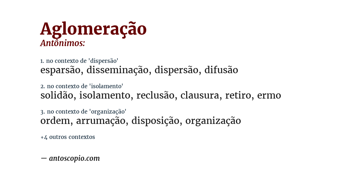 Antônimo de aglomeração