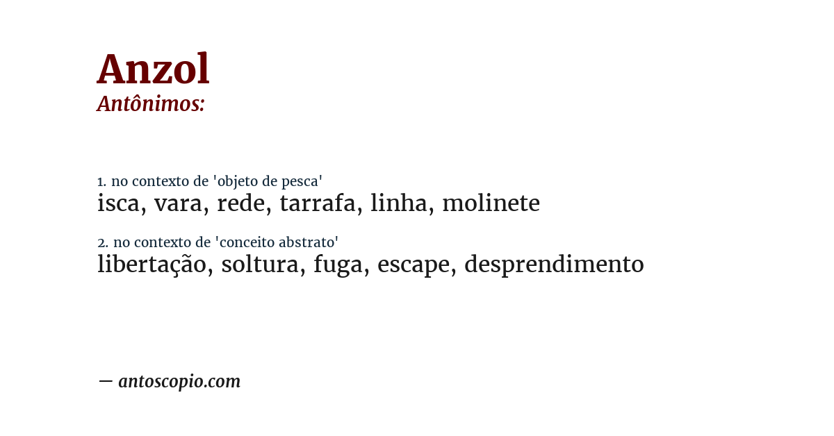 Antônimo de anzol
