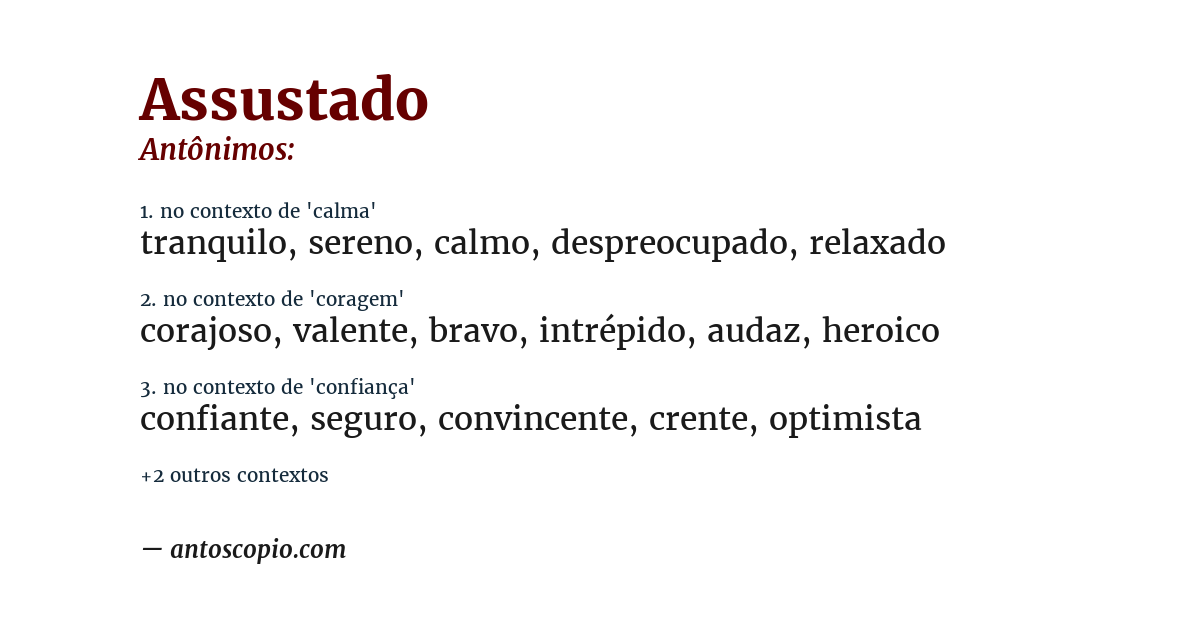 Antônimo de assustado