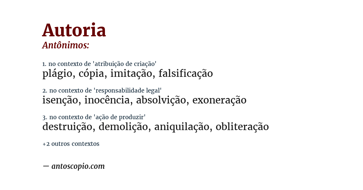 Antônimo de autoria
