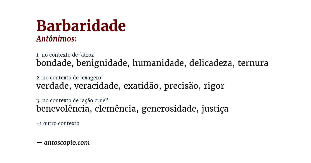 Antônimo de barbaridade