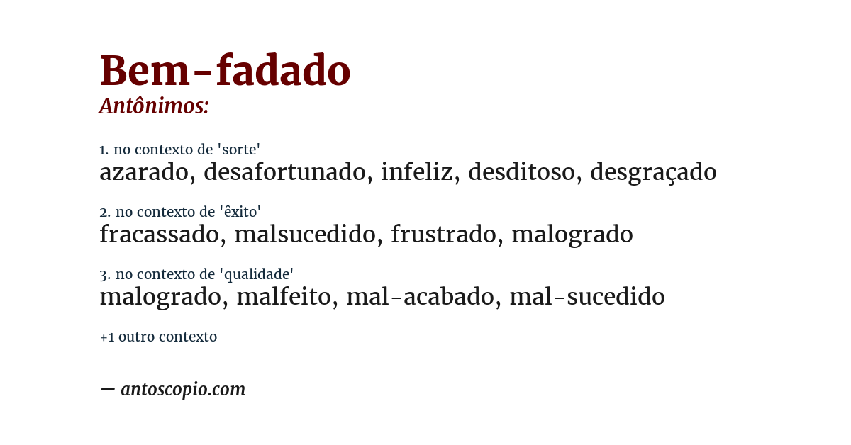 Antônimo de bem-fadado