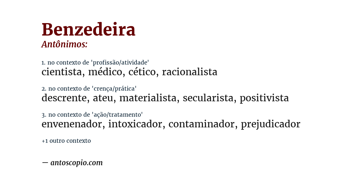 Antônimo de benzedeira