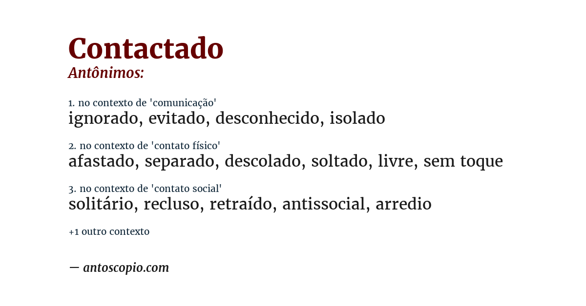 Antônimo de contactado