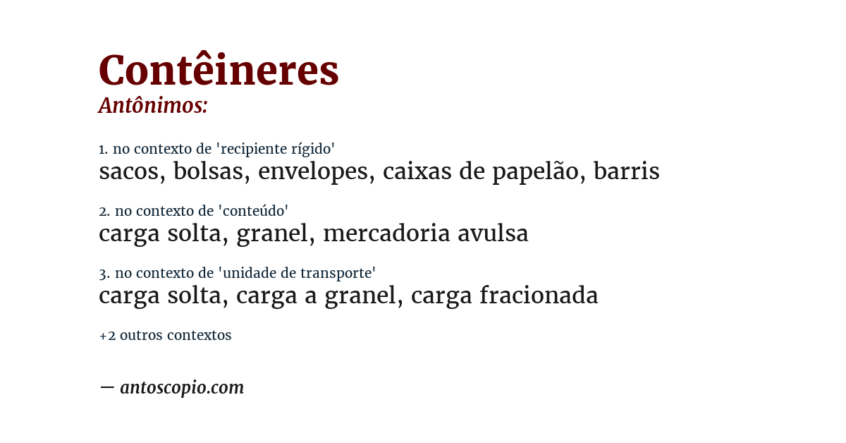 Antônimo de contêineres