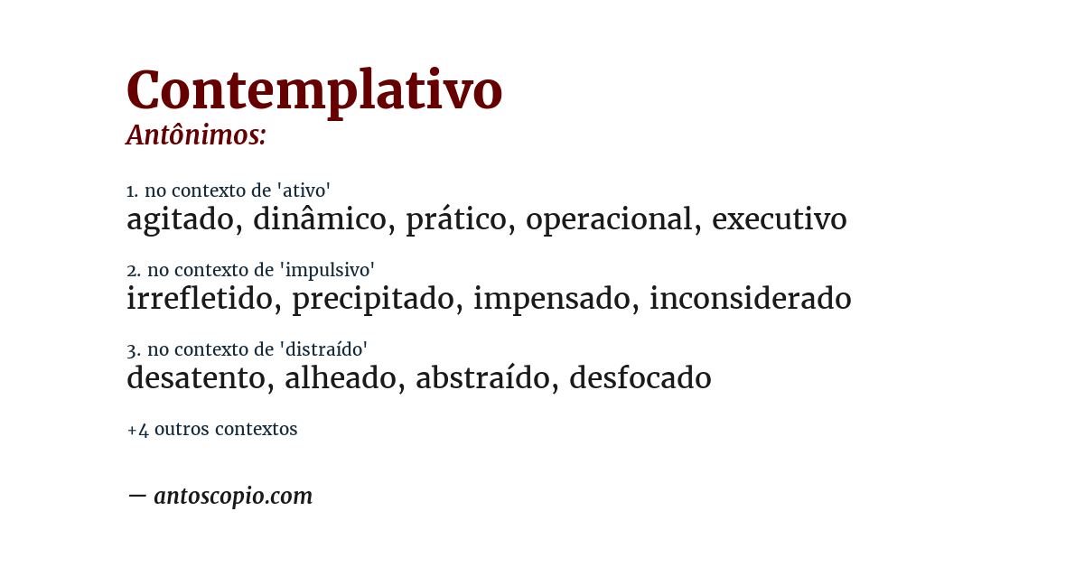 Antônimo de contemplativo