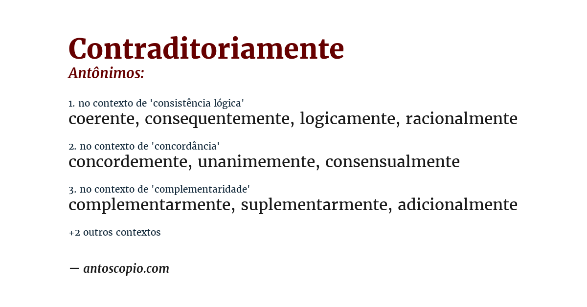Antônimo de contraditoriamente