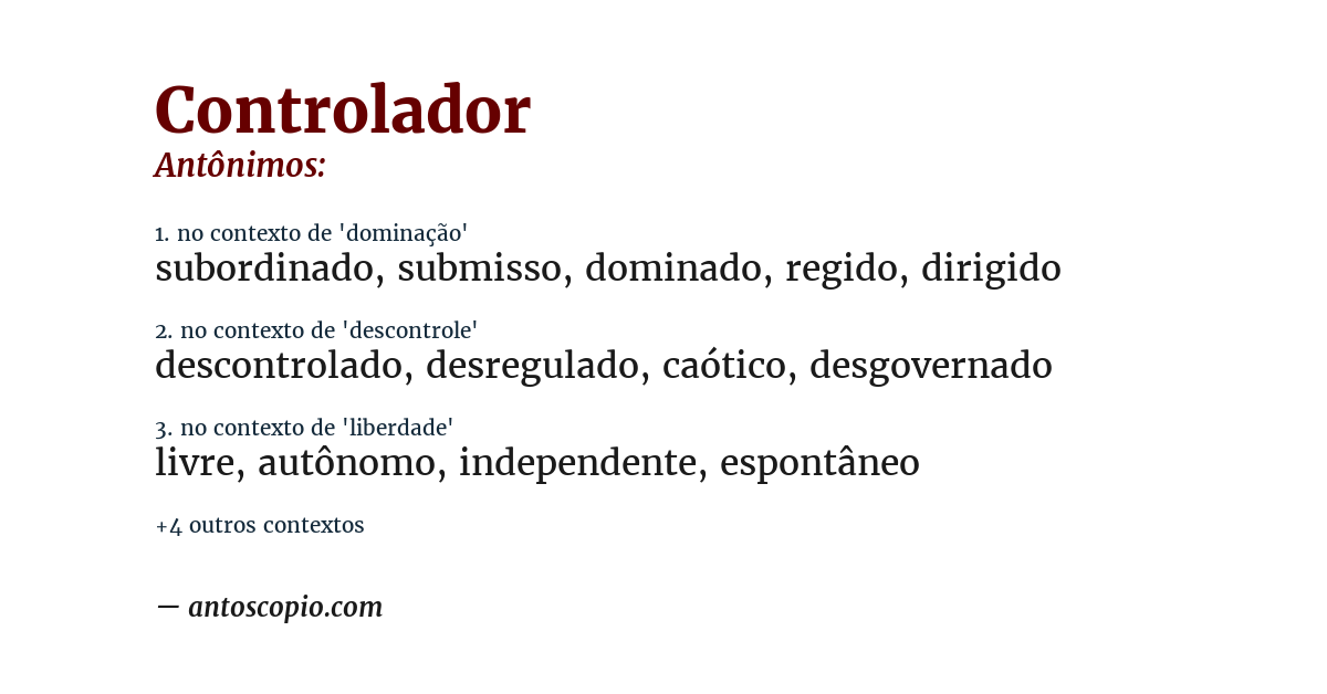 Antônimo de controlador