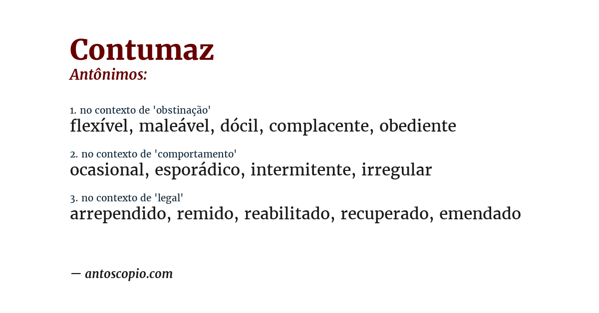 Antônimo de contumaz