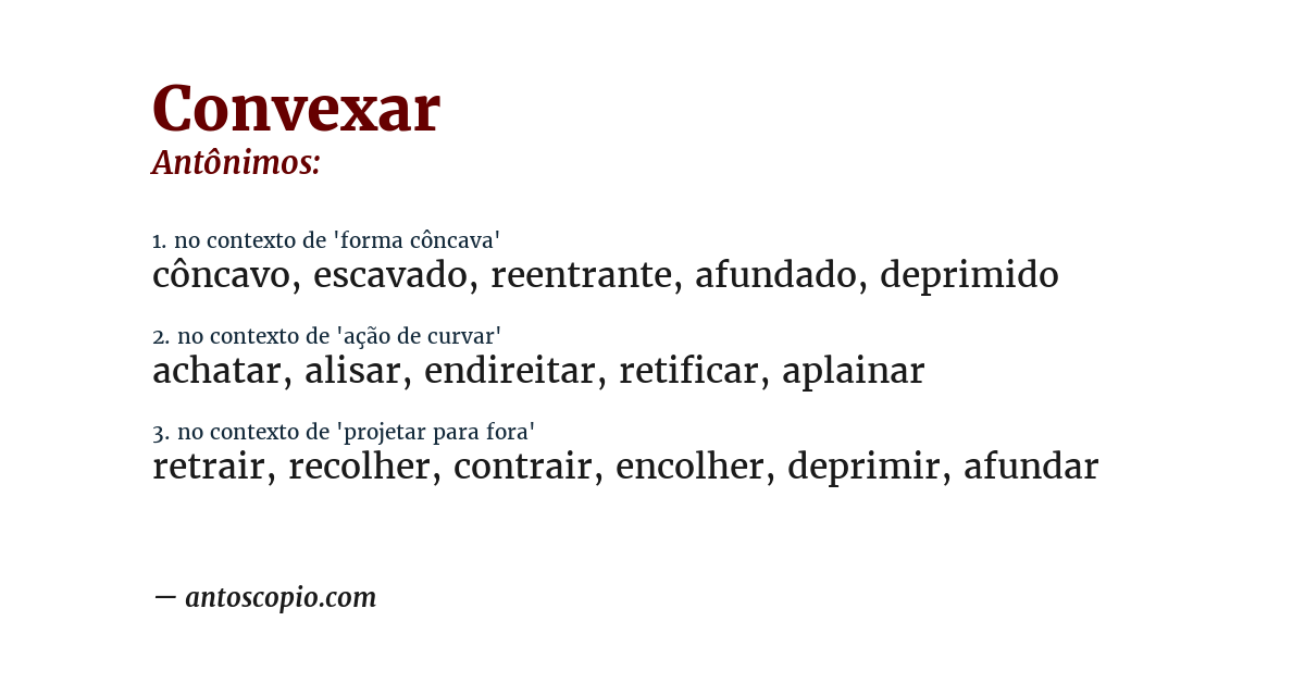 Antônimo de convexar