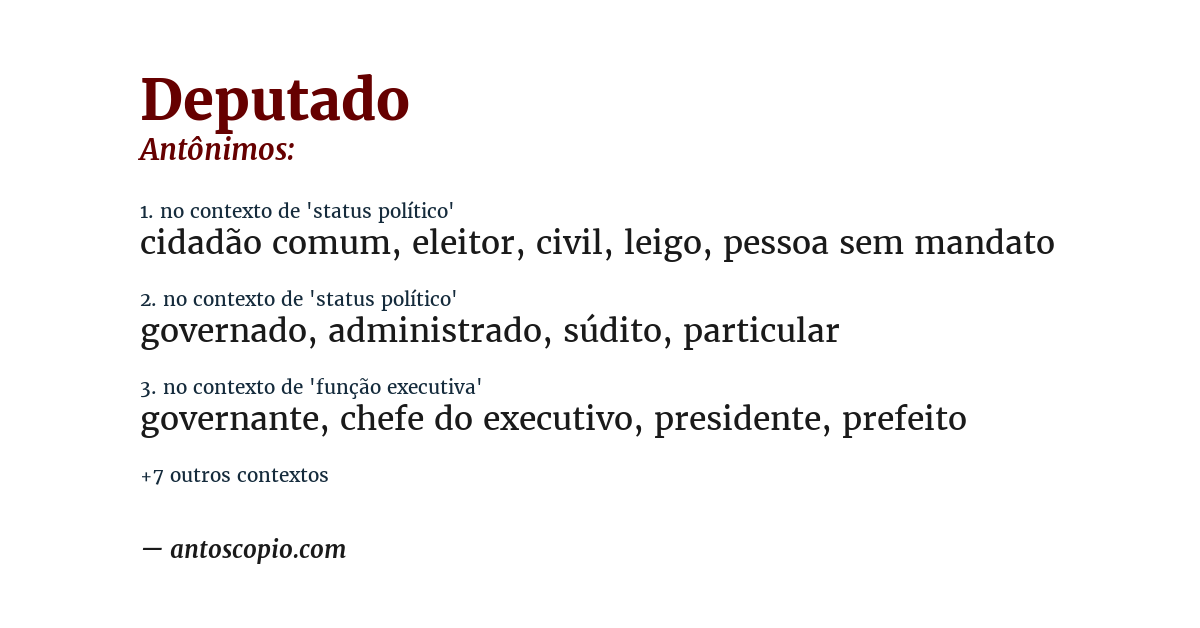 Antônimo de deputado
