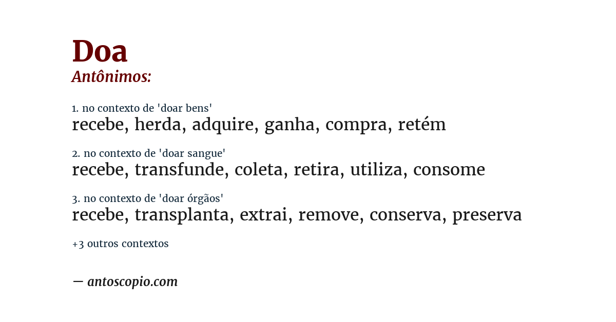 Antônimo de doa