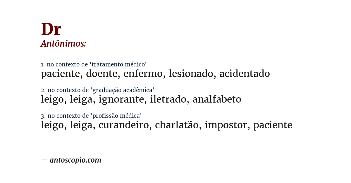 Antônimo de dr