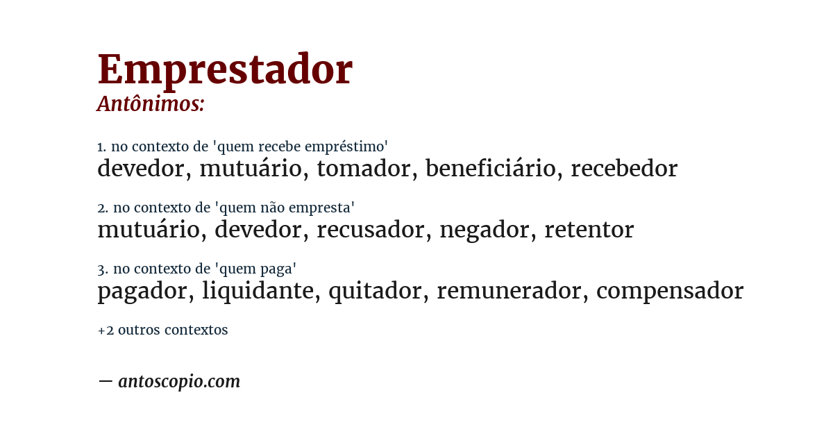 Antônimo de emprestador
