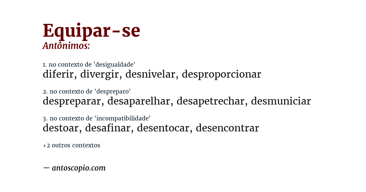 Antônimo de equipar-se