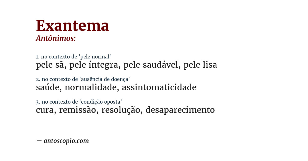 Antônimo de exantema