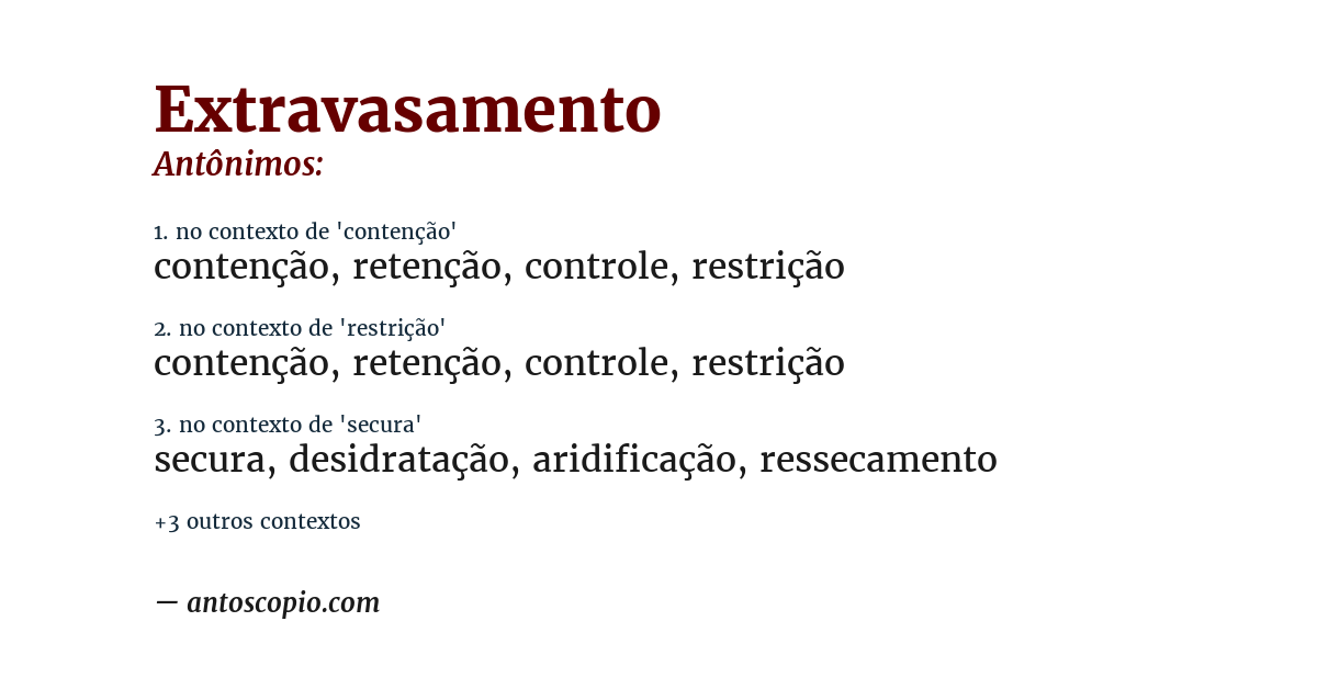 Antônimo de extravasamento