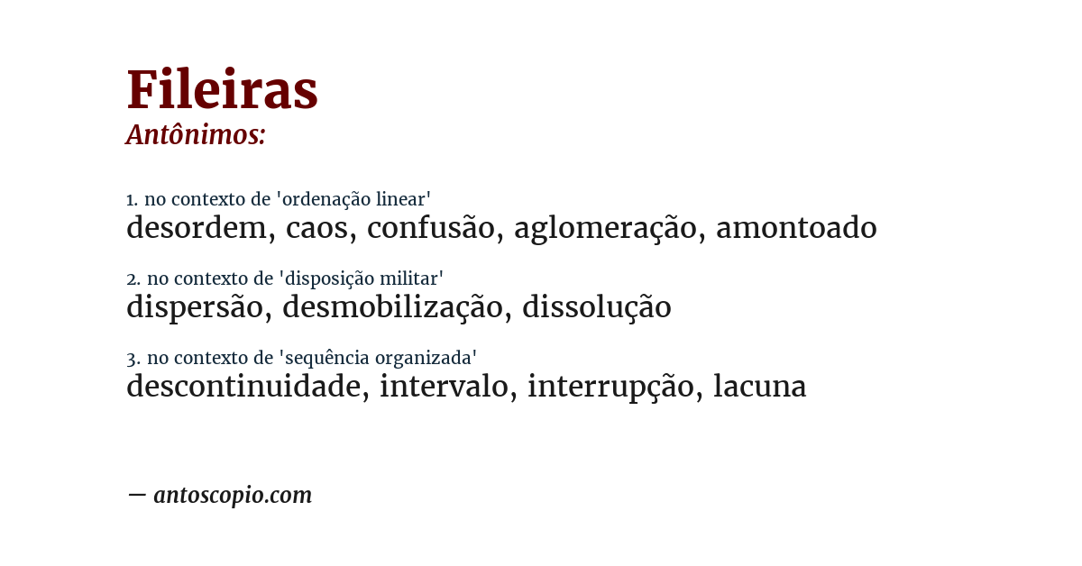 Antônimo de fileiras