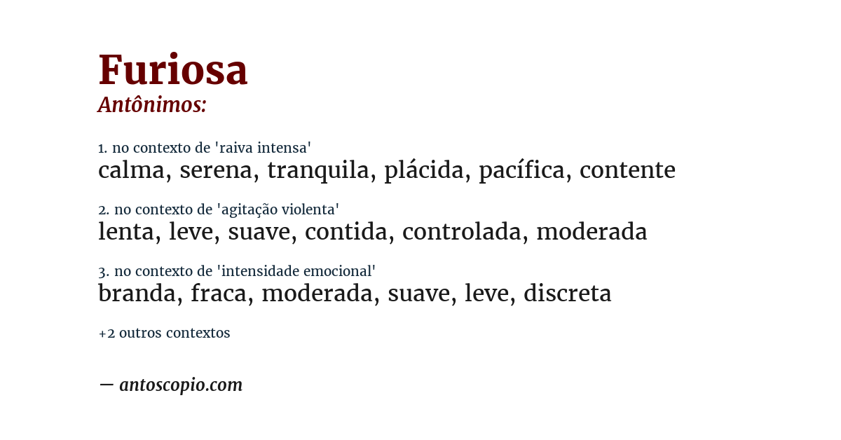 Antônimo de furiosa