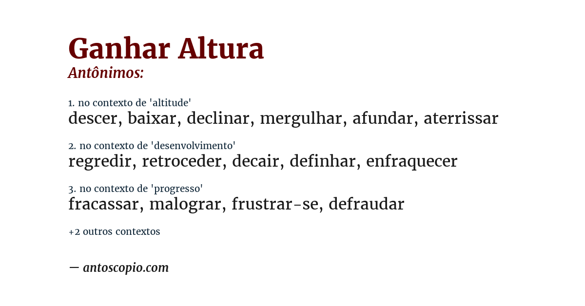 Antônimo de ganhar altura