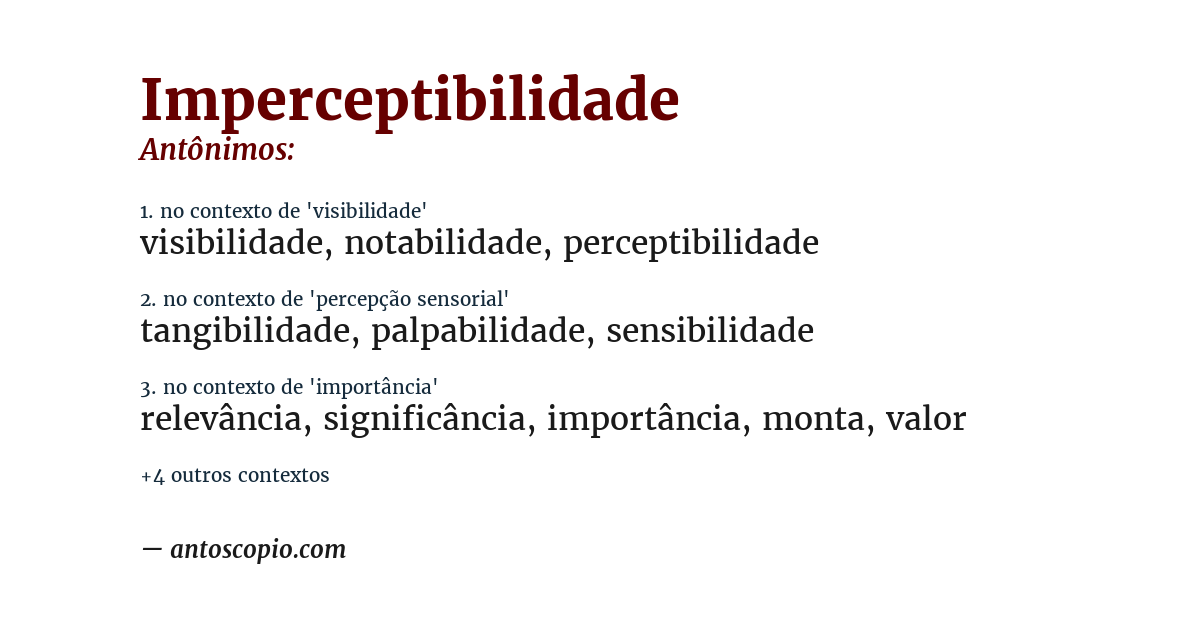 Antônimo de imperceptibilidade