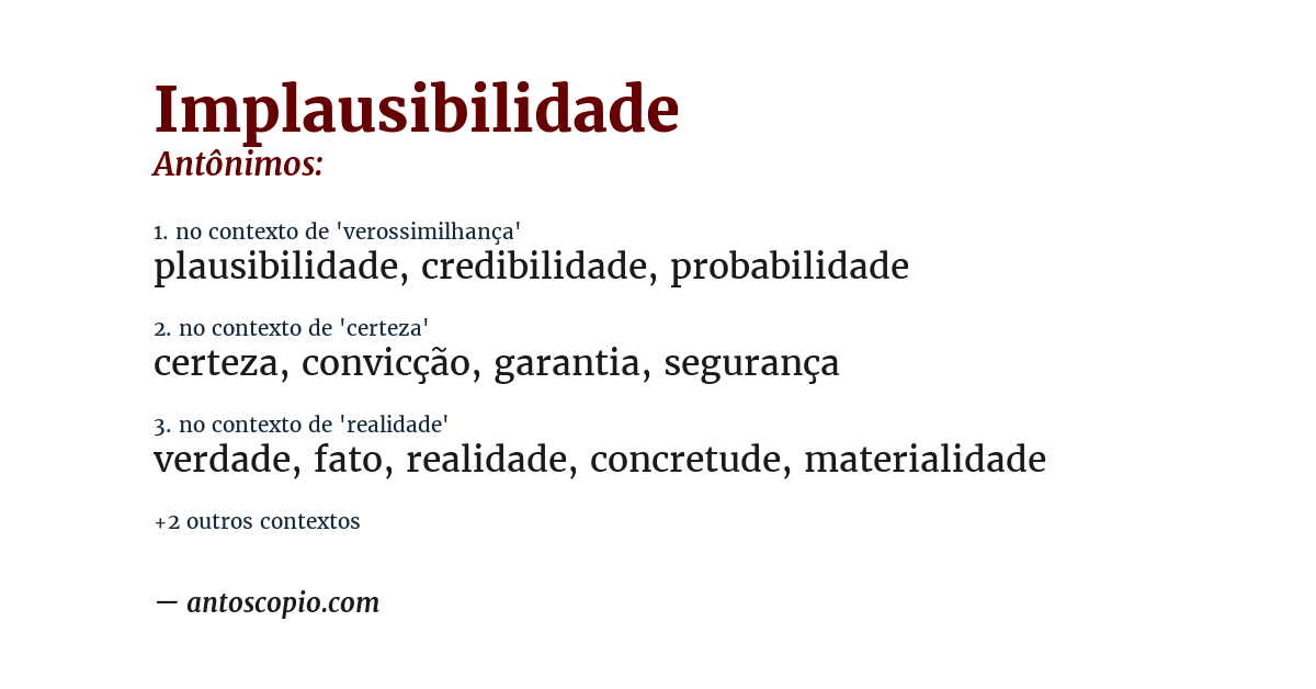 Antônimo de implausibilidade