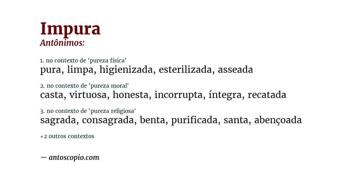 Antônimo de impura