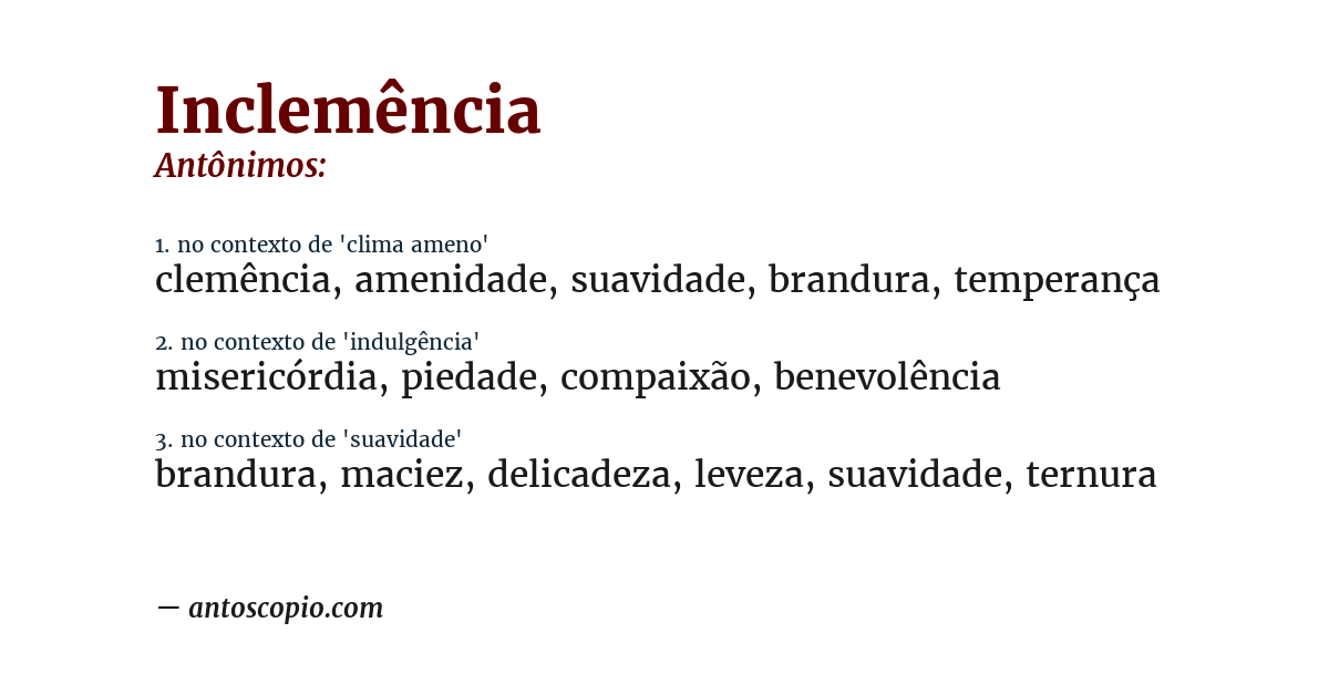 Antônimo de inclemência