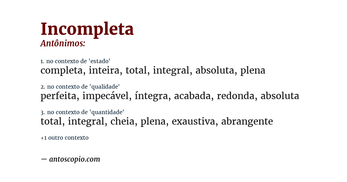 Antônimo de incompleta