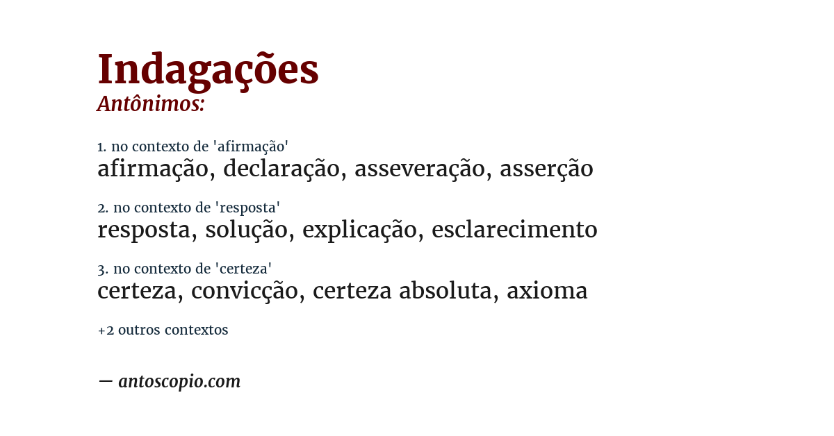 Antônimo de indagações
