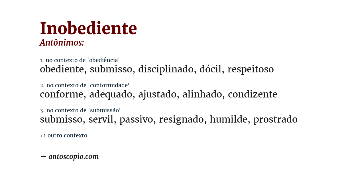 Antônimo de inobediente