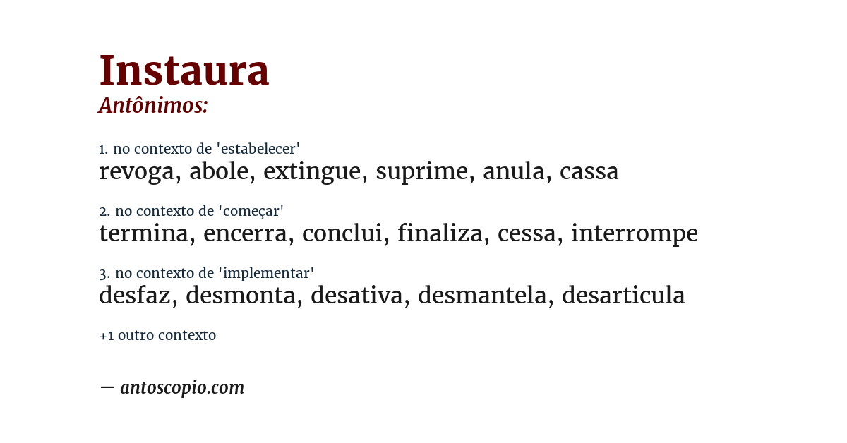 Antônimo de instaura