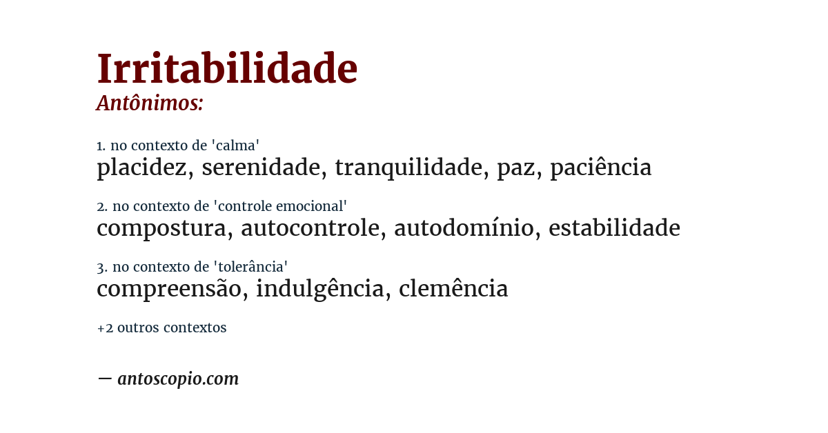 Antônimo de irritabilidade