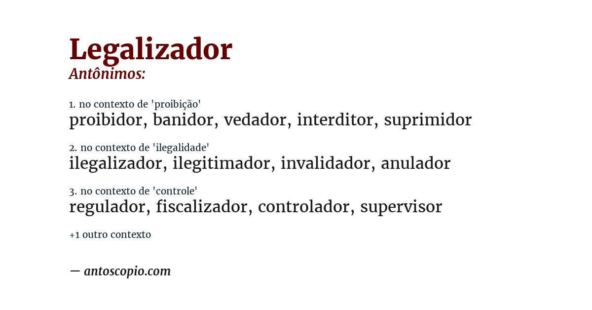 Antônimo de legalizador