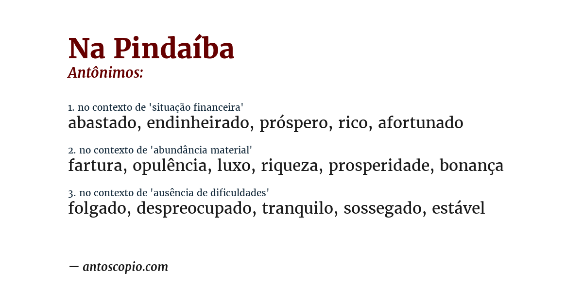 Antônimo de na pindaíba