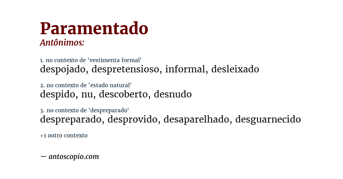Antônimo de paramentado