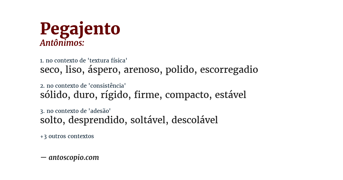 Antônimo de pegajento