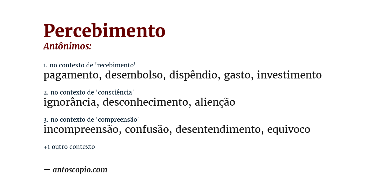 Antônimo de percebimento