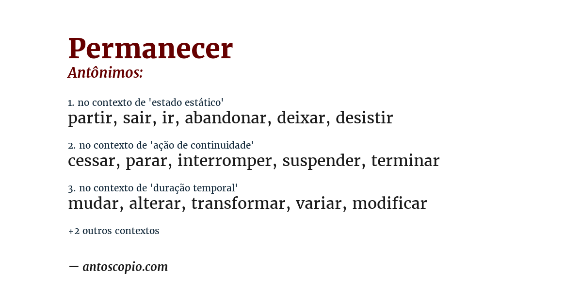 Antônimo de permanecer