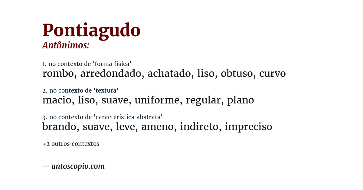 Antônimo de pontiagudo