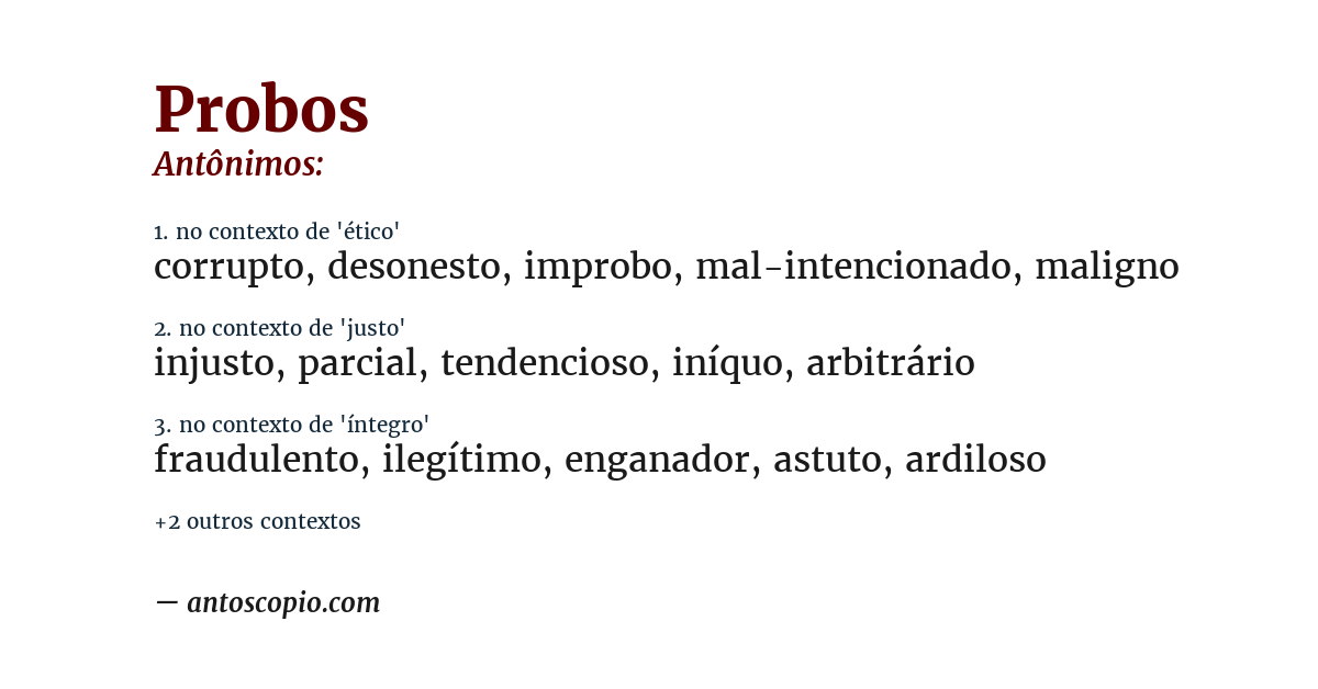 Antônimo de probos