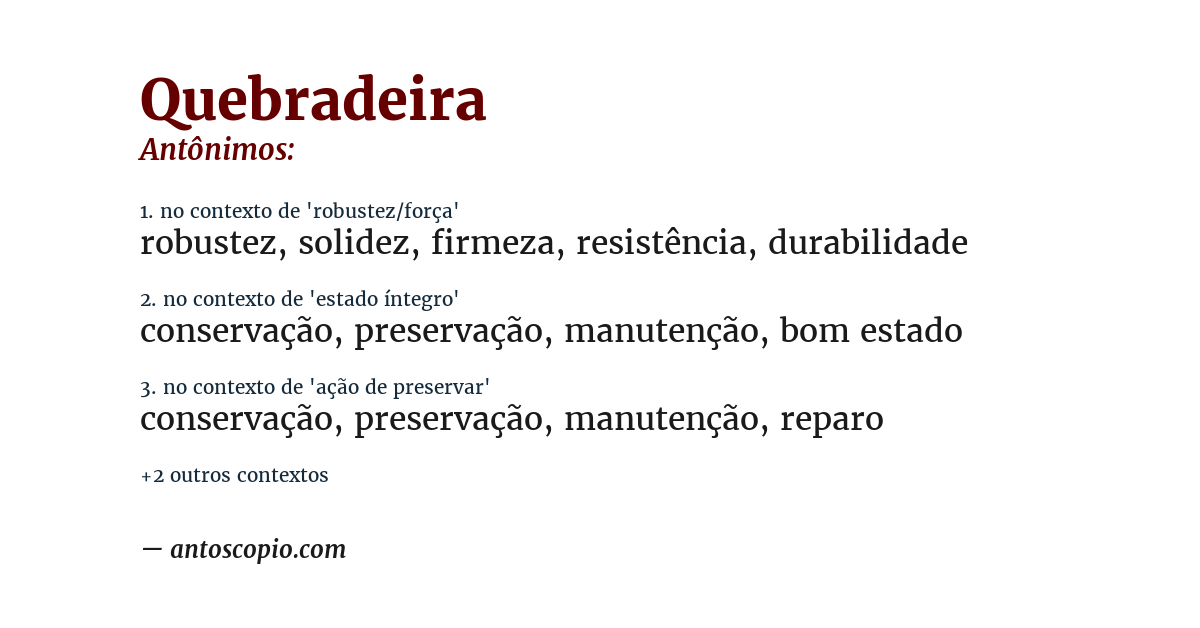Antônimo de quebradeira