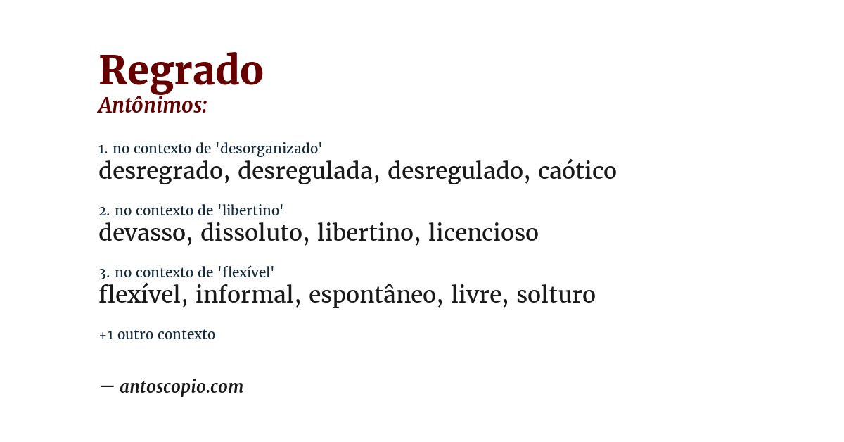 Antônimo de regrado